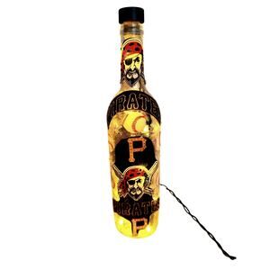 Pittsburg Pirates Designer Glass Bottle w/ Lights *Unique Gift Idea